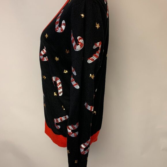 Tipsy Elves Sweater Size Large Cardigan Candy Cane Sequins Christmas in July - Picture 3 of 11